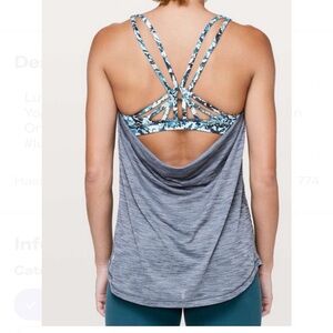 Lululemon Tank Top Built In Bra Blue Yoga Running Athletic Women’s 6 Two In One